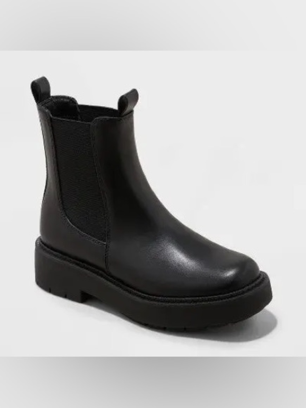 NWT A New Day Chelsea Demi Boots Black Faux Leather Lug Sole Ankle Booties 9